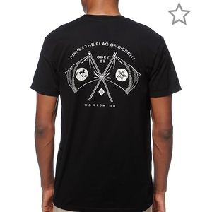 Obey Flag Of Dissent Black Graphic T-Shirt